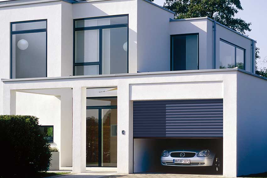 Modern grey Hormann roller garage door
