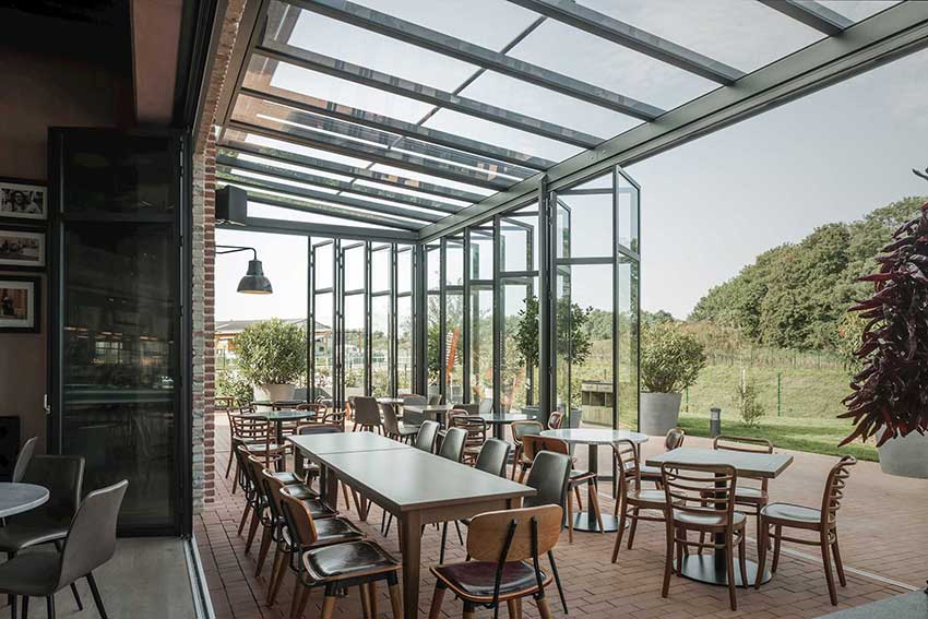 Solarlux glass canopy atrium